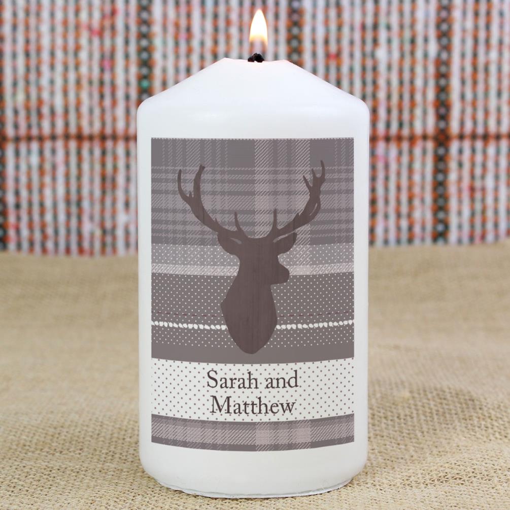Personalised Highland Stag Pillar Candle Extra Image 3
